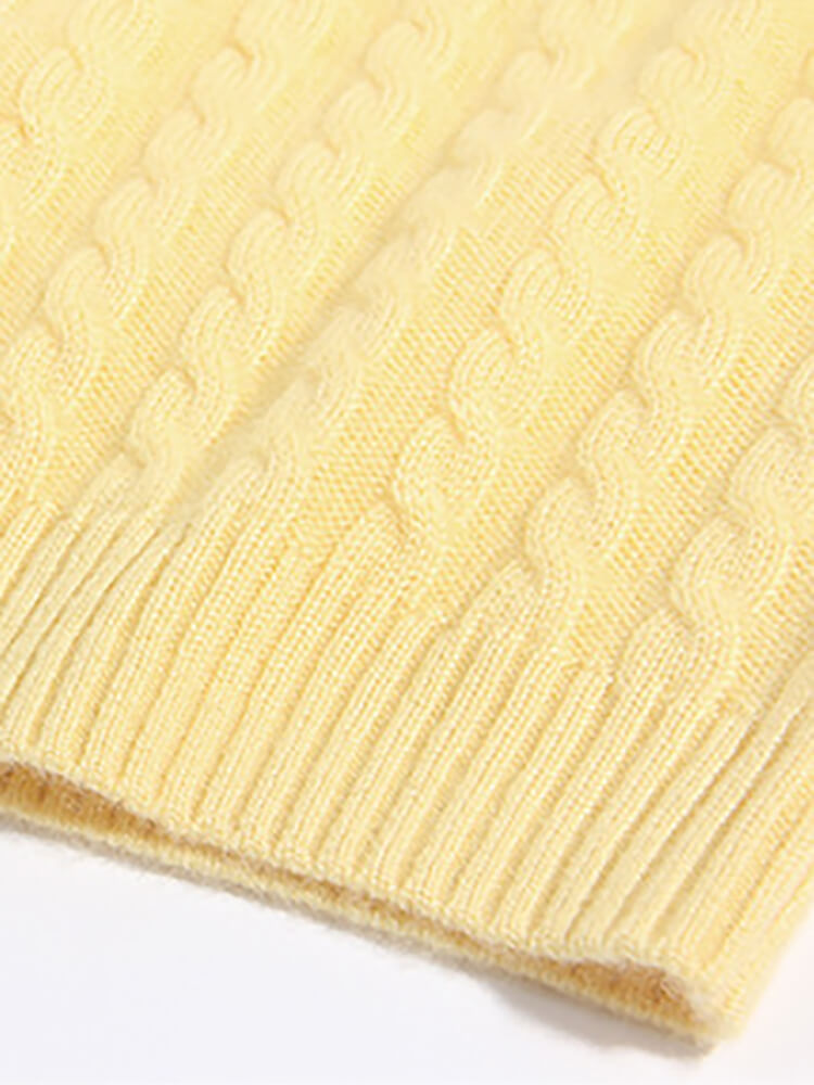 Classic Cable Knit Cashmere Pullover Sweater for Boys and Girls